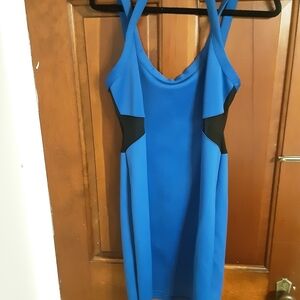 Blue and Black  Halter bodycon dress M